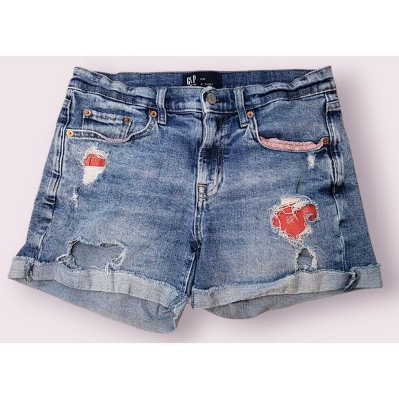 🔥 Gap Distressed Bandana Lined Denim Shorts – Size 2/26 Retro Skater Alt Style - Picture 2 of 7